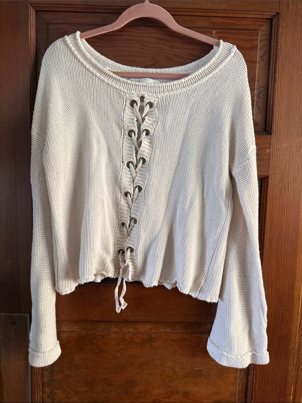 Vintage Havana Cream Lace-Up Knit Sweater